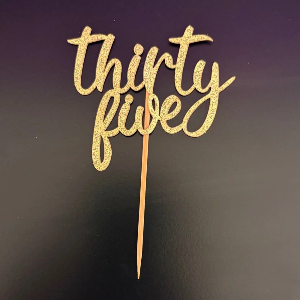 Gold Glitter 'Thirty Five' Cake Topper